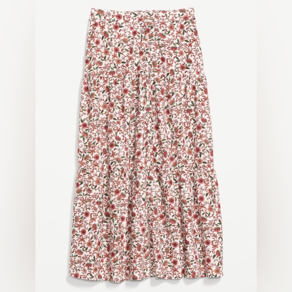 NWT! Floral-Print Tiered Button-Front Maxi Skirt for Women - Size 2X - Picture 4 of 9